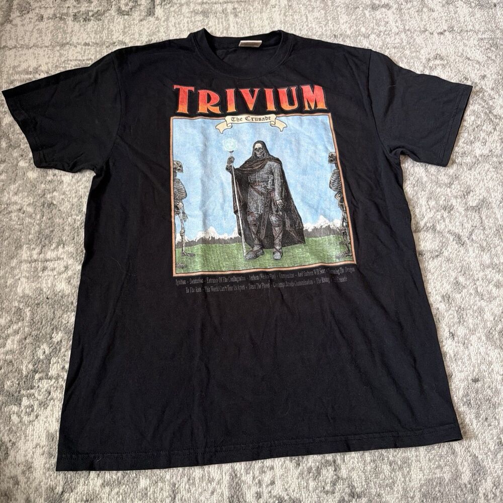 Trivium THE CRUSADE TRACKLIST T-SHIRT Black  L Comfort Colors